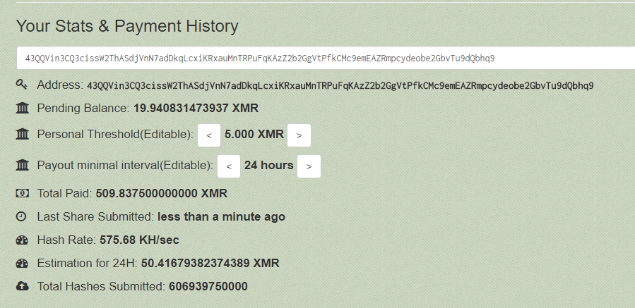 A third Monero address associated with income from Adylkuzz mining