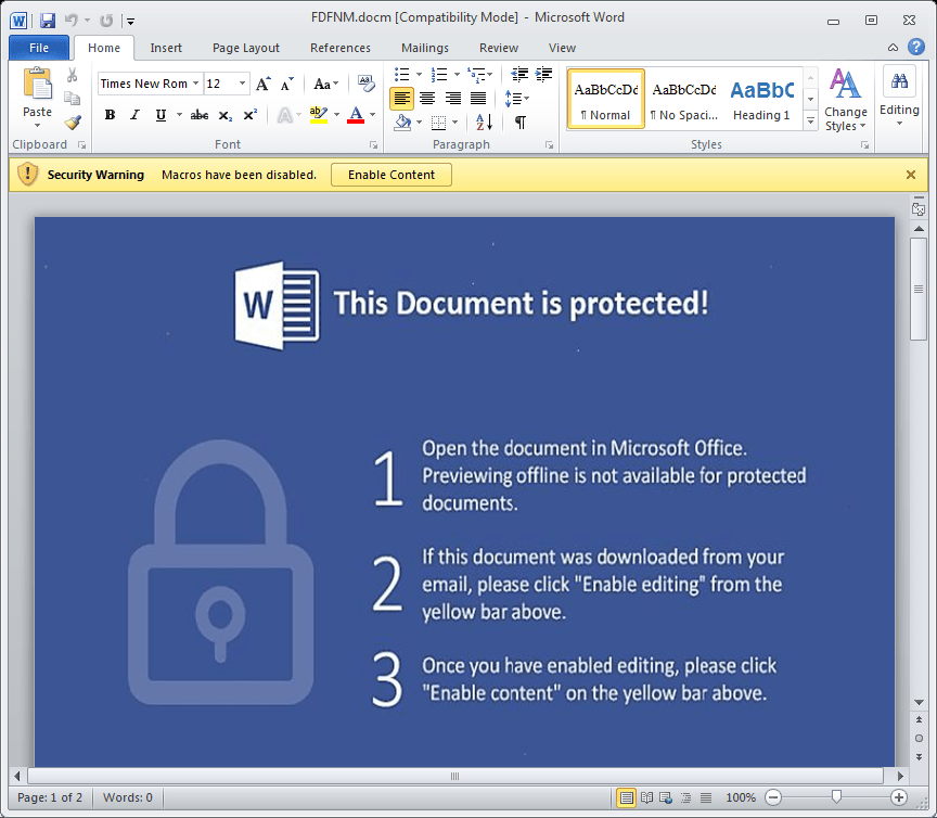 The Microsoft Word document embedded inside the PDF
