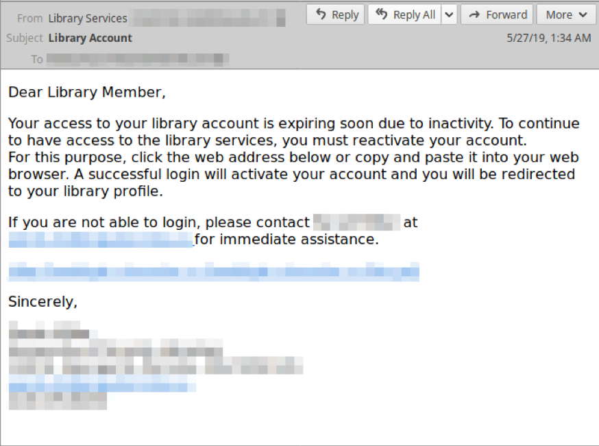 Ta407 University Phishing Email Example