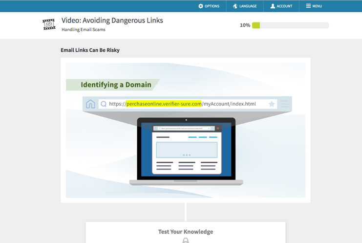 Proofpoint security awareness training screenshot