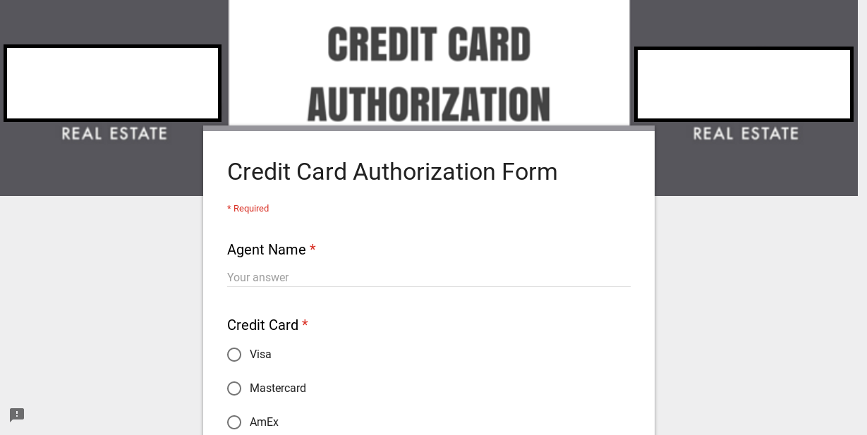 Fake Credit Card Authorization Form