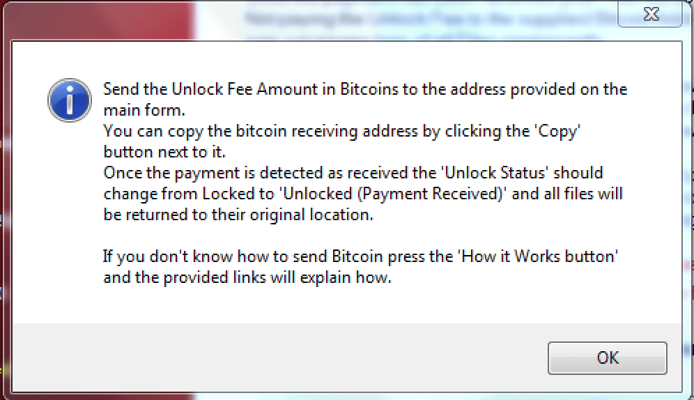 ROI Locker explaining how to make a payment to unlock files