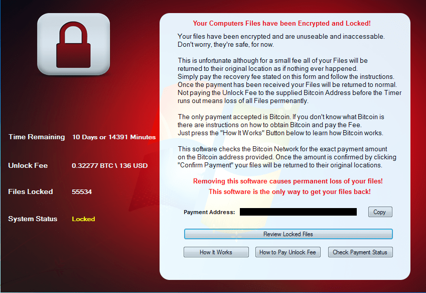 ROI Locker initial ransom screen