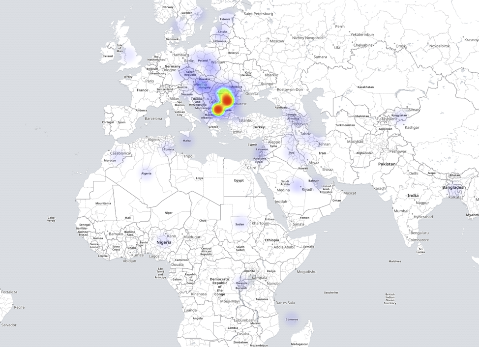 Heatmap showing the distribution of SandiFlux nodes