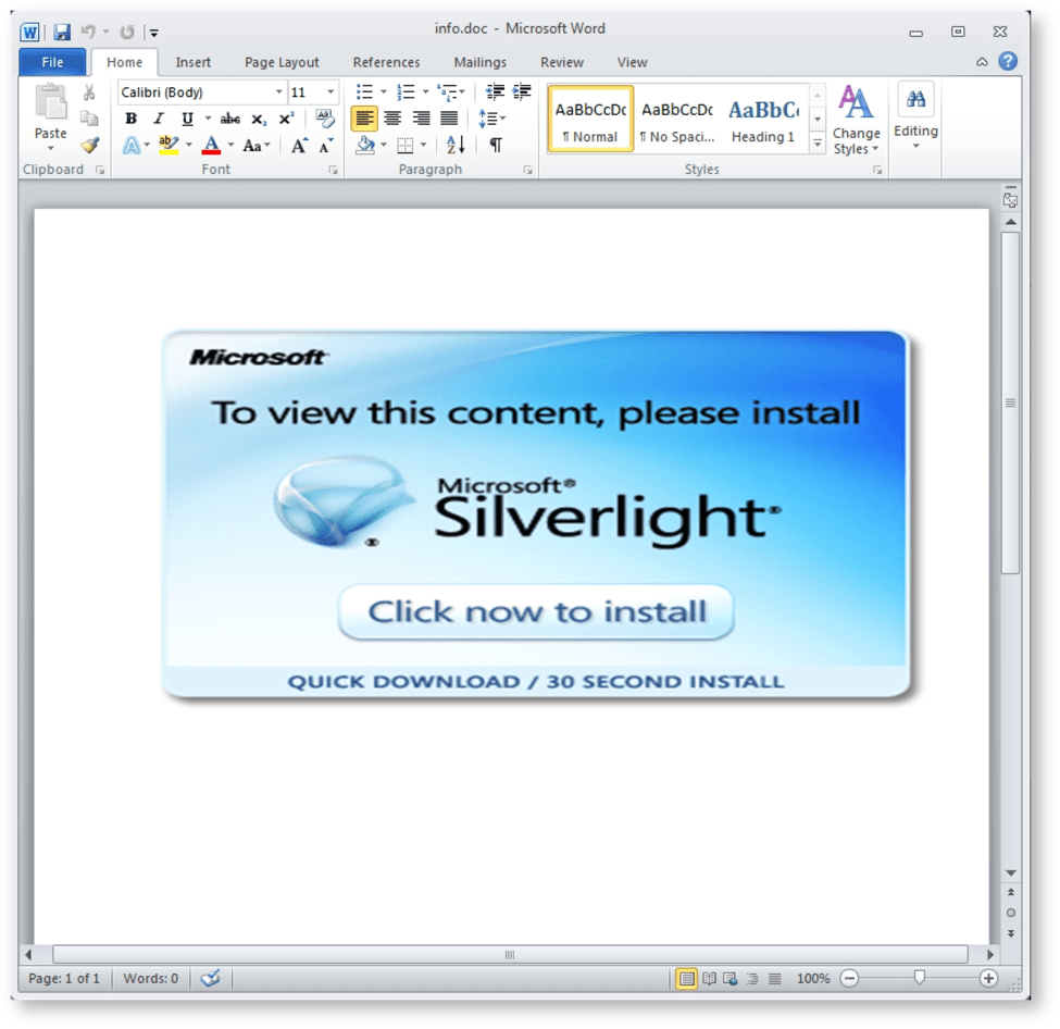 Fake Silverlight update lure