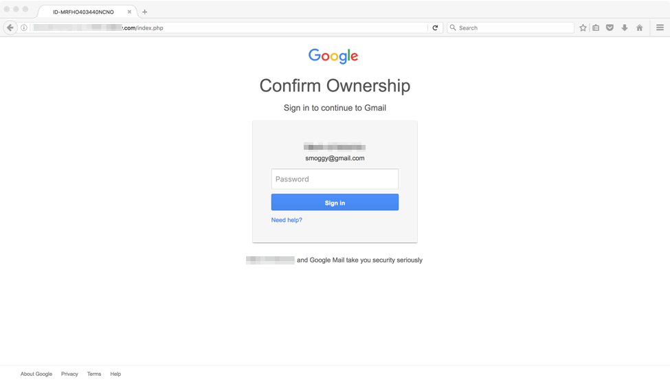 Fake Gmail login page presented as final step in phishing attack
