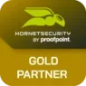 Hornetsecurity by Proofpoint gold partner certification badge.