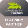 Hornetsecurity by Proofpoint platinum partner certification badge.