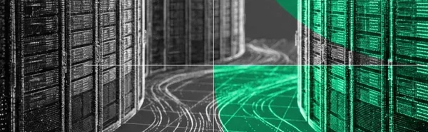 Digital server infrastructure representing secure cloud data storage and protection.