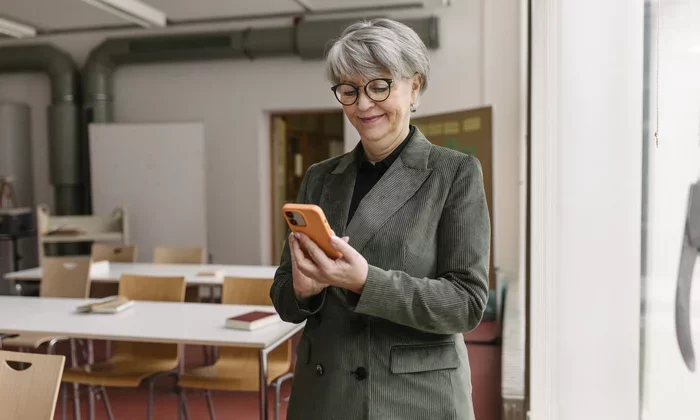 woman using a smartphone indoors