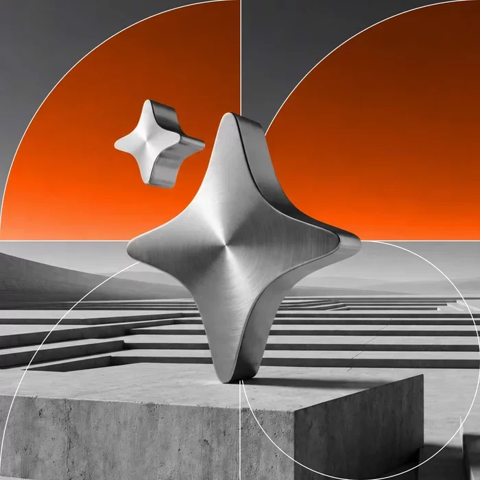 Abstract metallic forms represent secure and autonomous agentic AI technology.