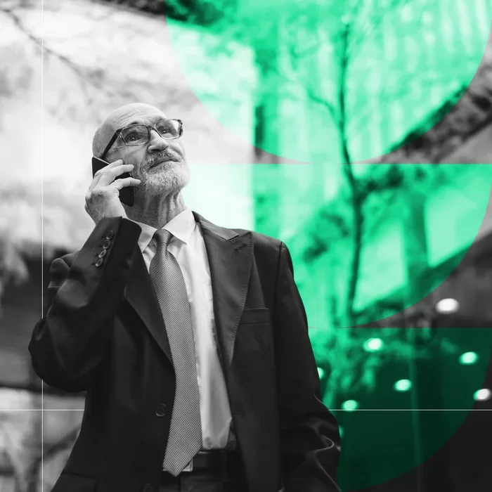 Business professional using a smartphone for trusted digital communications