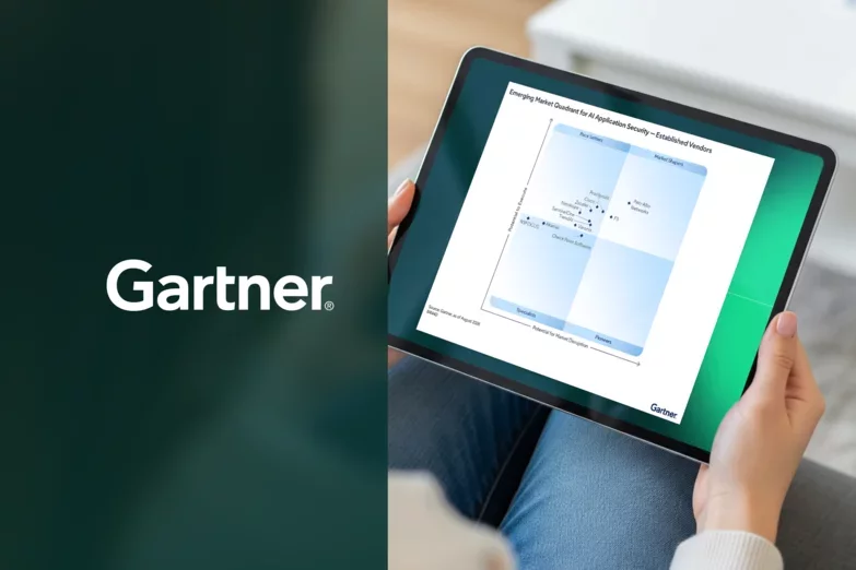 Gartner Emerging Market Quadrant comparing established vendors in AI application security.