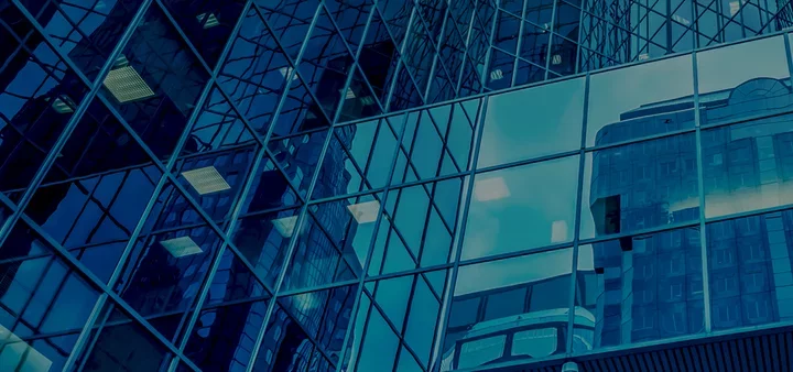 Building with blue glass wall