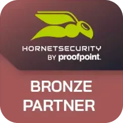 Hornetsecurity by Proofpoint bronze partner certification badge.