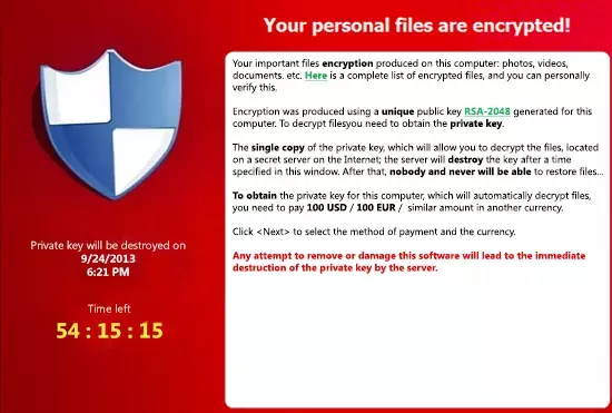 Cryptolocker Ransomware Virus Example