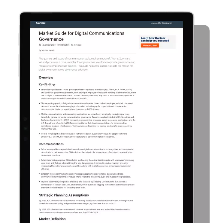 Gartner Market Guide for Digital Compliance Governance