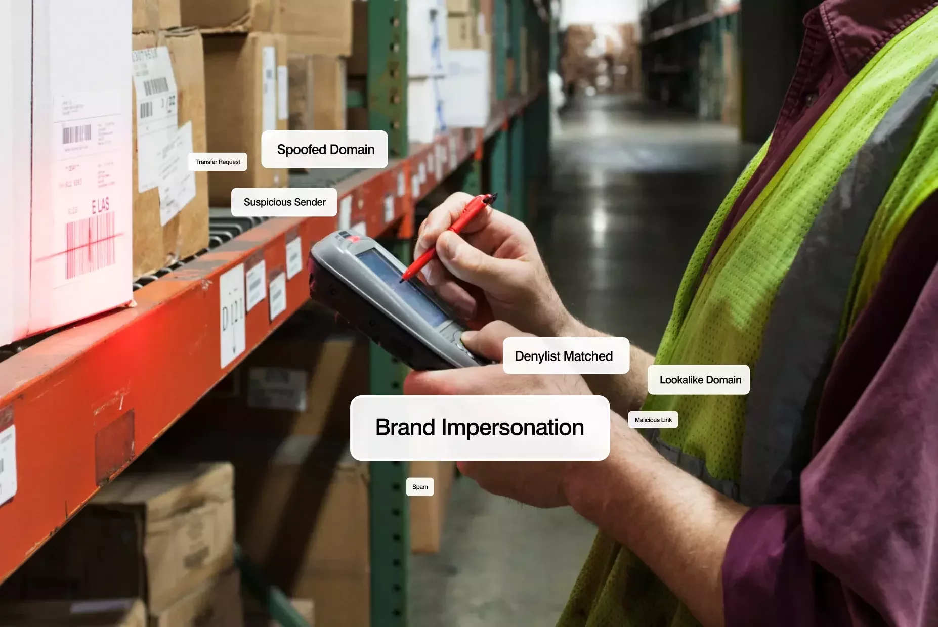 Warehouse worker making use of our Secure Email Relay service