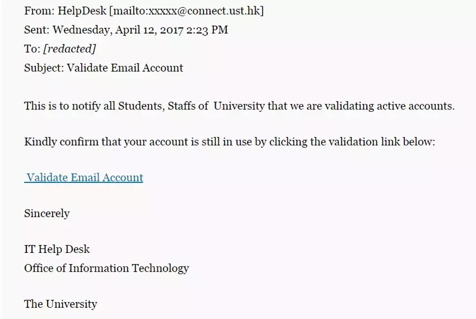 Beispiel für eine Phishing-Email
