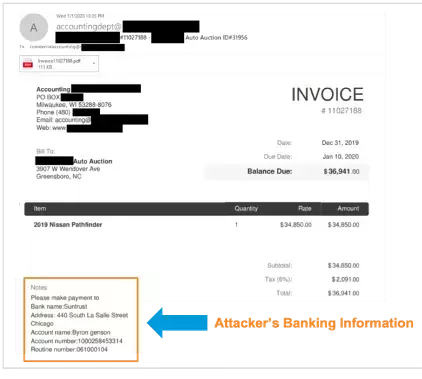 Redacted invoice example