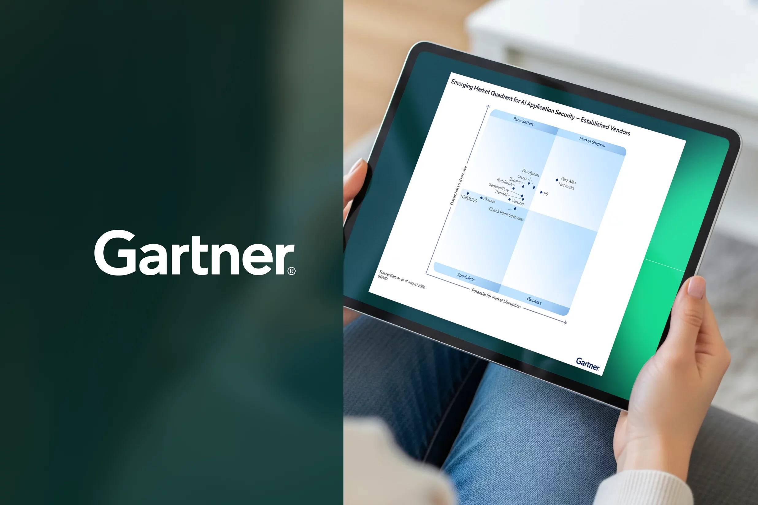 Gartner Emerging Market Quadrant comparing established vendors in AI application security.