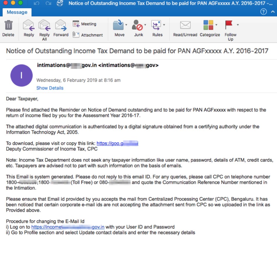 Socially engineered tax-themed lures and spoofed email addresses convince recipients to click on malicious URLs