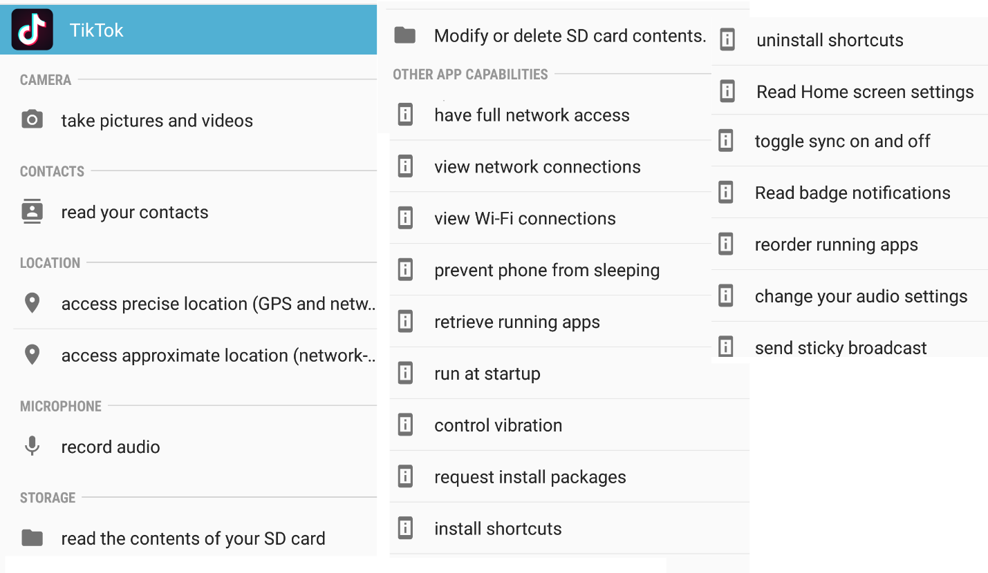 TikTok Security Permissions on Android