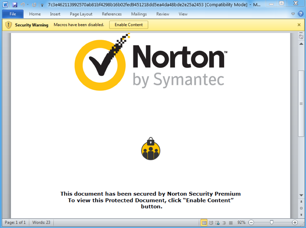 Lure document from campaign using stolen branding and social engineering