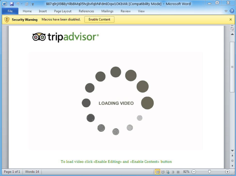 TripAdvisor lure using stolen branding and social engineering