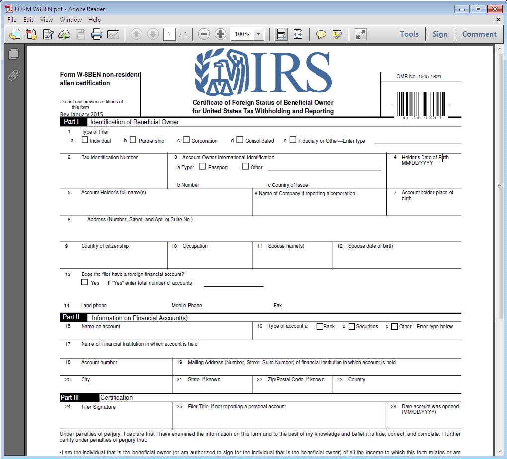 Convincing fake IRS form in PDF format