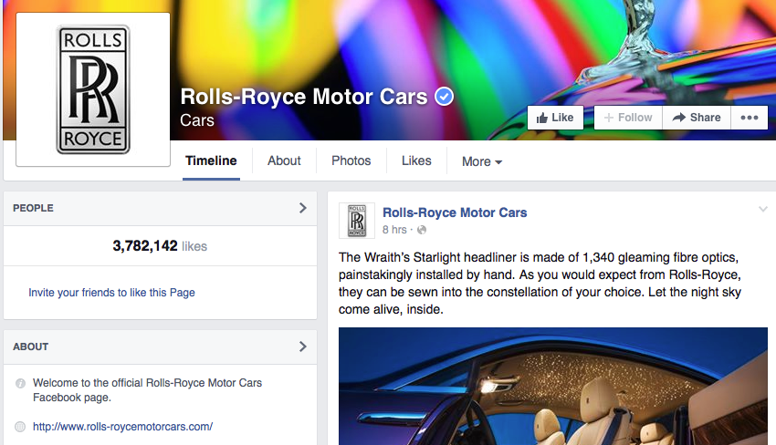 Verified and authorized official Rolls-Royce Facebook page