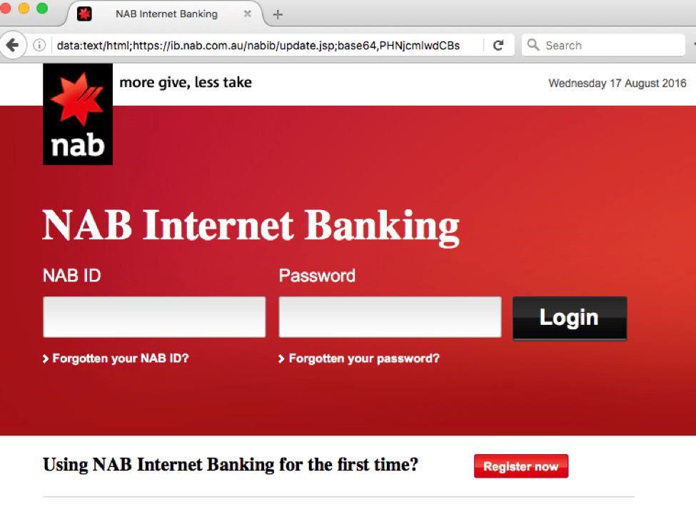 Fake NAB Phishing Login Page