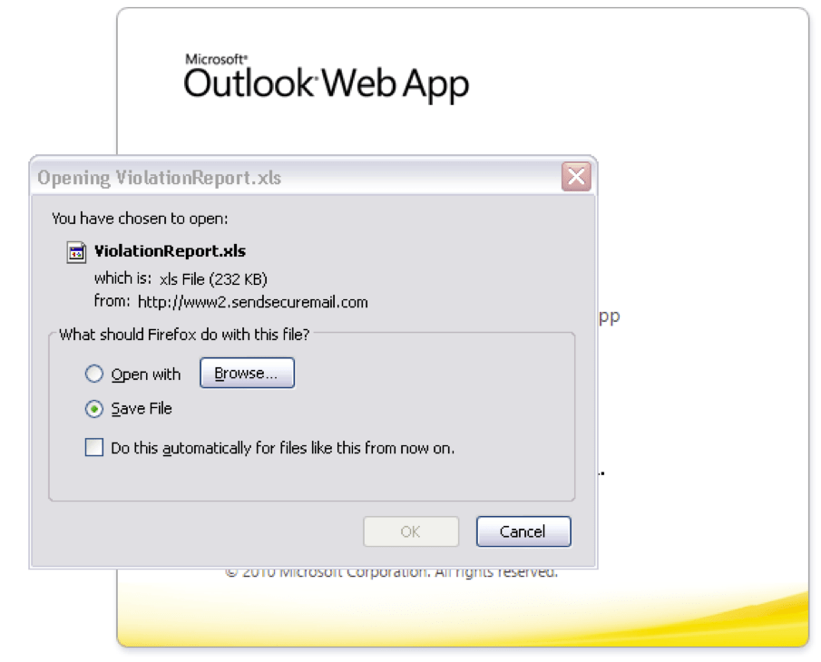Download of malicious Microsoft Excel spreadsheet