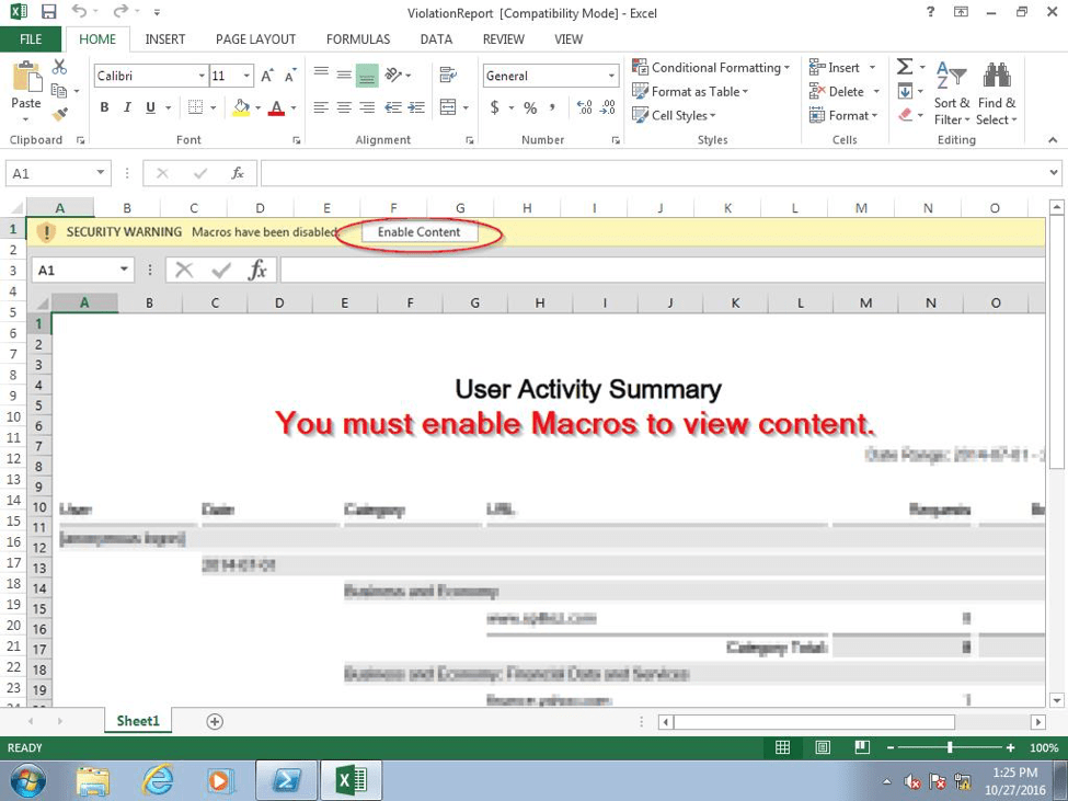 Malicious Microsoft Excel spreadsheet