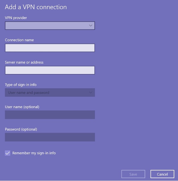 VPN接続の追加設定画面